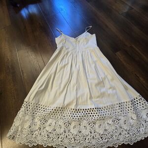 French Connection White Cotton Lace Midi Dress L